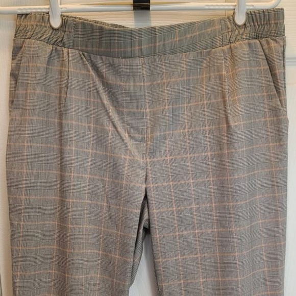 2/$30 ☆ NWOT Robin Barre Cropped Pink & Grey Plaid Pants Large Petite - Picture 2 of 7